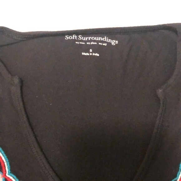 Soft Surroundings embroidered black long top - Picture 2 of 8